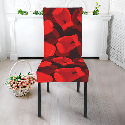 Red Boxing Gloves Pattern Print Dining Chair Slipcover