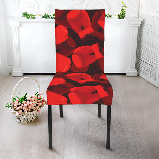 Red Boxing Gloves Pattern Print Dining Chair Slipcover