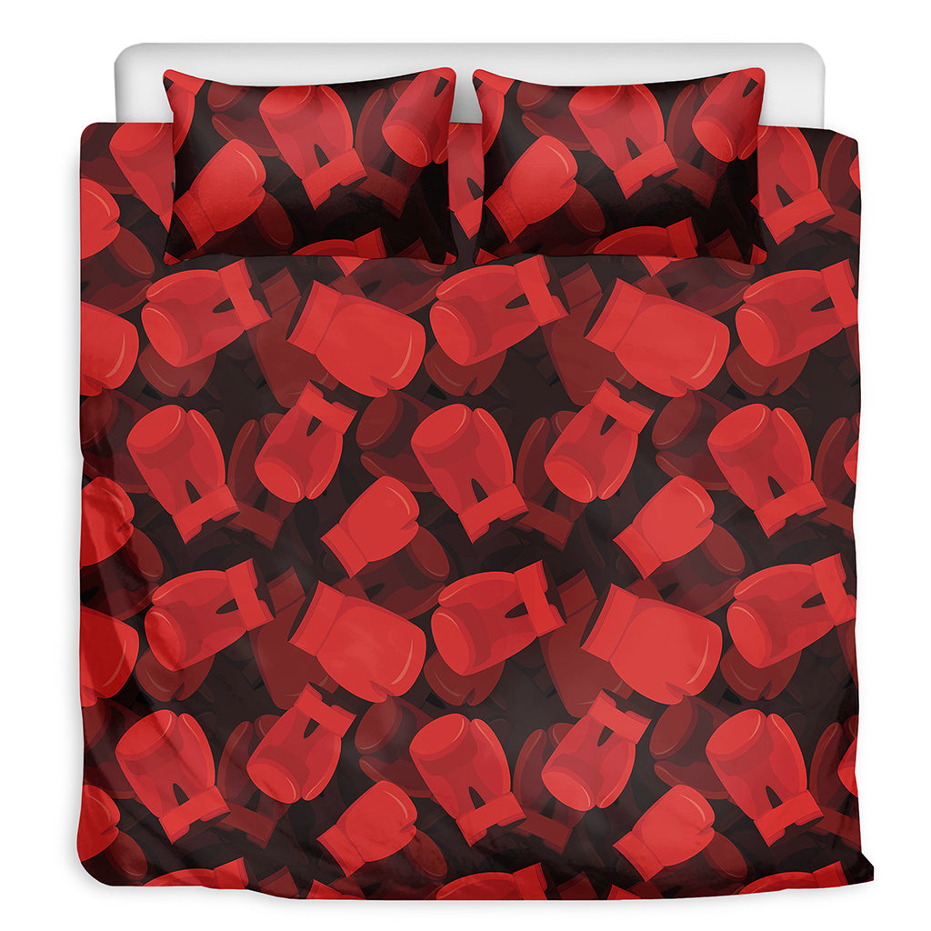 Red Boxing Gloves Pattern Print Duvet Cover Bedding Set