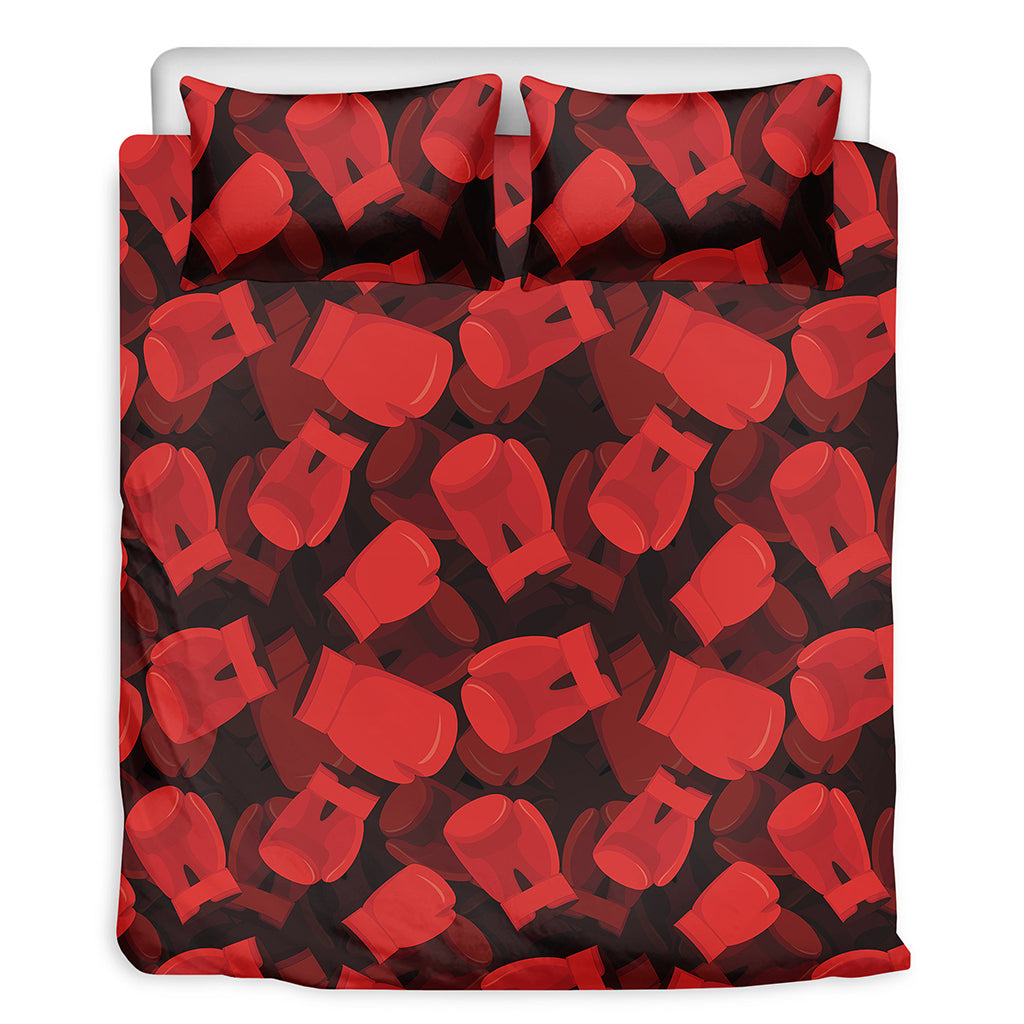 Red Boxing Gloves Pattern Print Duvet Cover Bedding Set