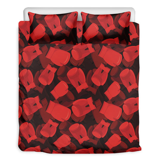 Red Boxing Gloves Pattern Print Duvet Cover Bedding Set