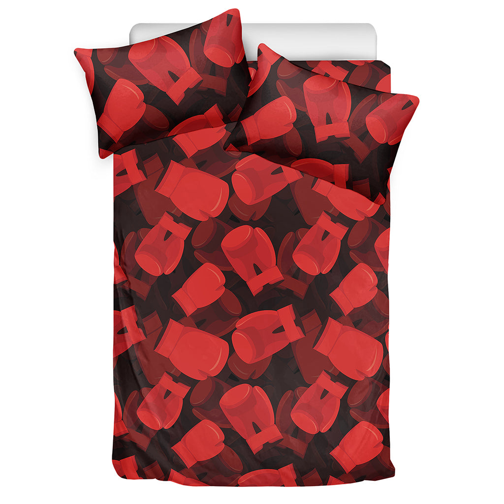 Red Boxing Gloves Pattern Print Duvet Cover Bedding Set