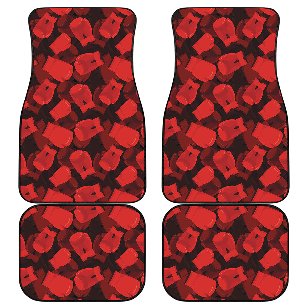Red Boxing Gloves Pattern Print Front and Back Car Floor Mats