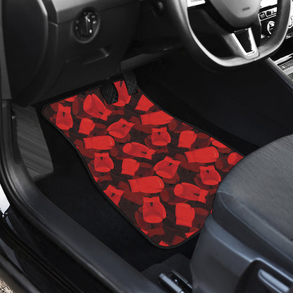 Red Boxing Gloves Pattern Print Front and Back Car Floor Mats