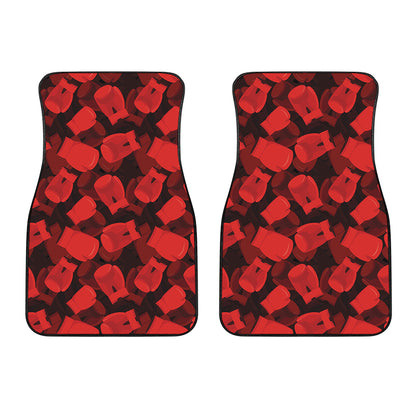 Red Boxing Gloves Pattern Print Front Car Floor Mats
