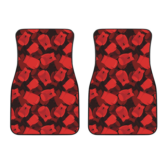 Red Boxing Gloves Pattern Print Front Car Floor Mats