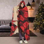 Red Boxing Gloves Pattern Print Hooded Blanket