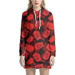 Red Boxing Gloves Pattern Print Hoodie Dress