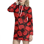 Red Boxing Gloves Pattern Print Hoodie Dress