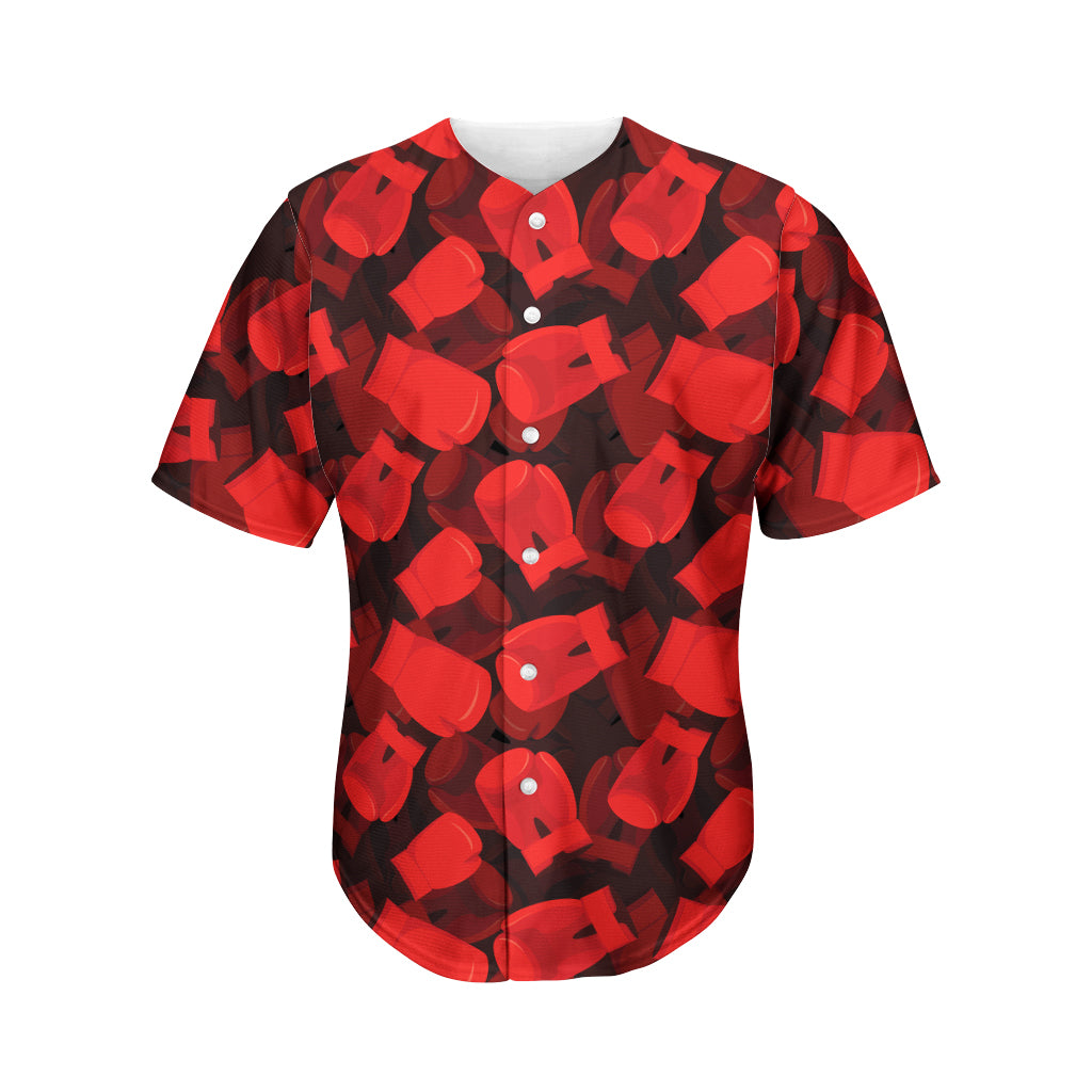 Red Boxing Gloves Pattern Print Men's Baseball Jersey