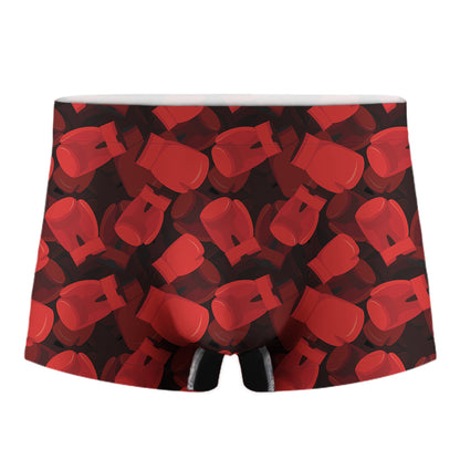 Red Boxing Gloves Pattern Print Men's Boxer Briefs