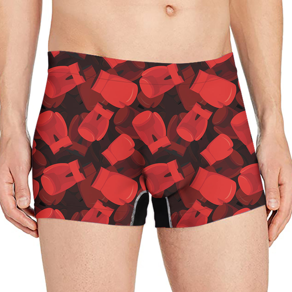 Red Boxing Gloves Pattern Print Men's Boxer Briefs