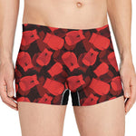 Red Boxing Gloves Pattern Print Men's Boxer Briefs