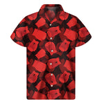 Red Boxing Gloves Pattern Print Men's Short Sleeve Shirt