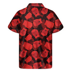Red Boxing Gloves Pattern Print Men's Short Sleeve Shirt