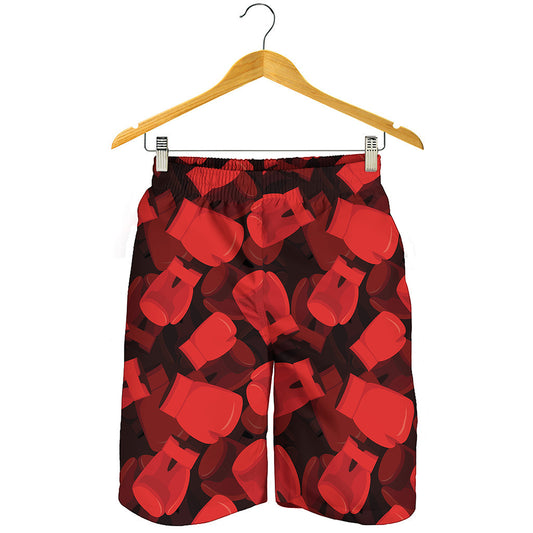 Red Boxing Gloves Pattern Print Men's Shorts