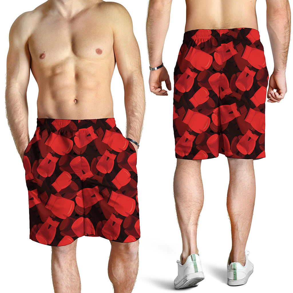 Red Boxing Gloves Pattern Print Men's Shorts