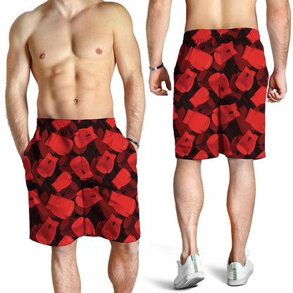 Red Boxing Gloves Pattern Print Men's Shorts