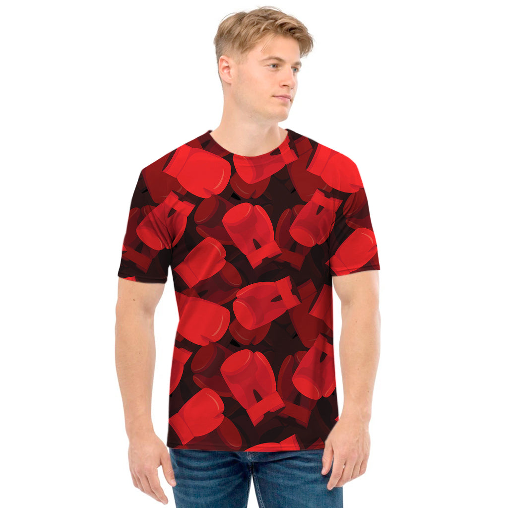 Red Boxing Gloves Pattern Print Men's T-Shirt