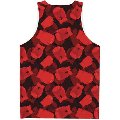 Red Boxing Gloves Pattern Print Men's Tank Top