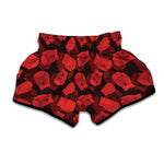 Red Boxing Gloves Pattern Print Muay Thai Boxing Shorts
