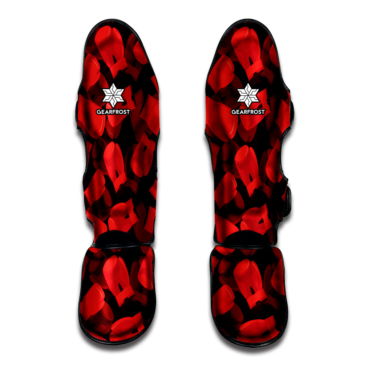 Red Boxing Gloves Pattern Print Muay Thai Shin Guard