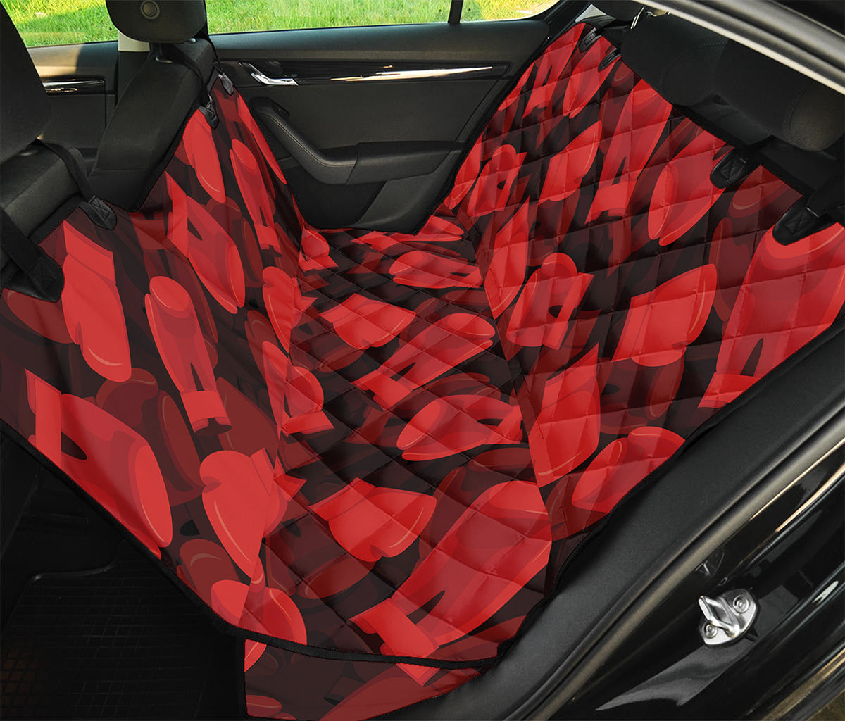 Red Boxing Gloves Pattern Print Pet Car Back Seat Cover