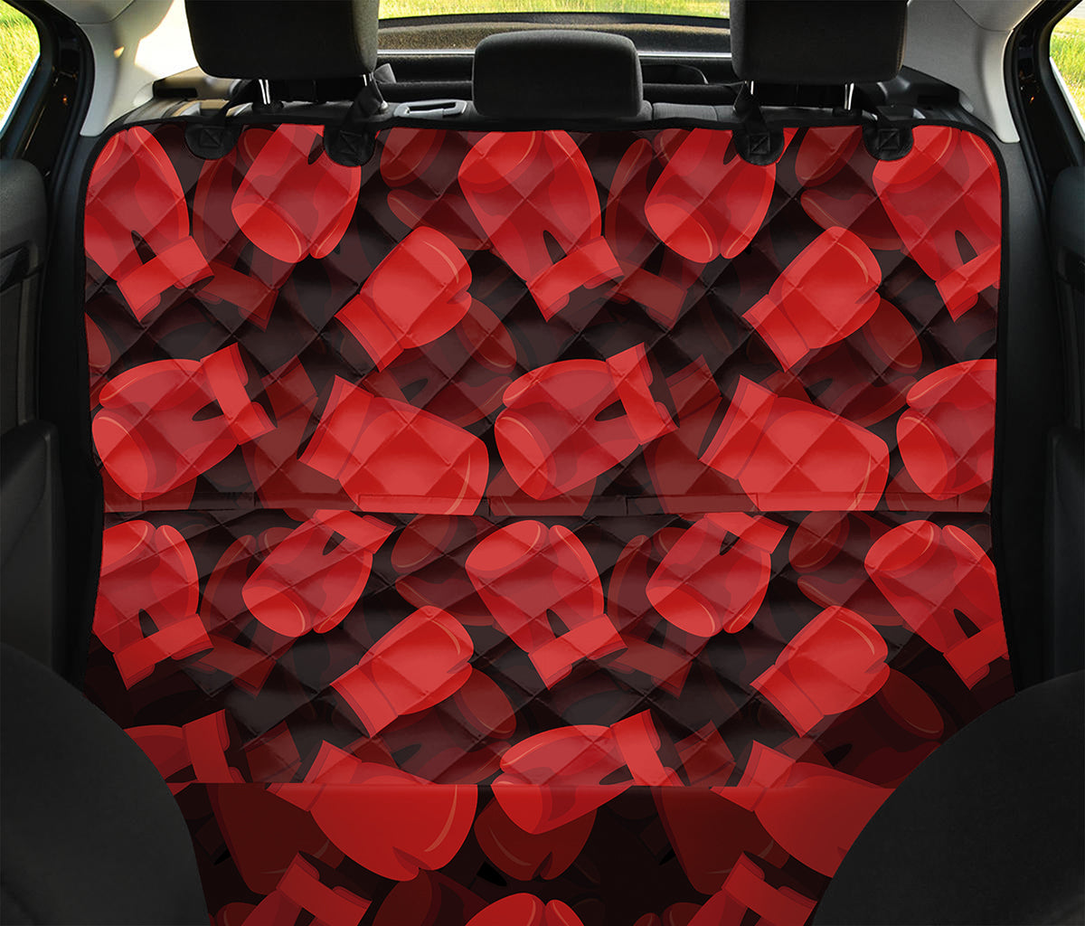 Red Boxing Gloves Pattern Print Pet Car Back Seat Cover