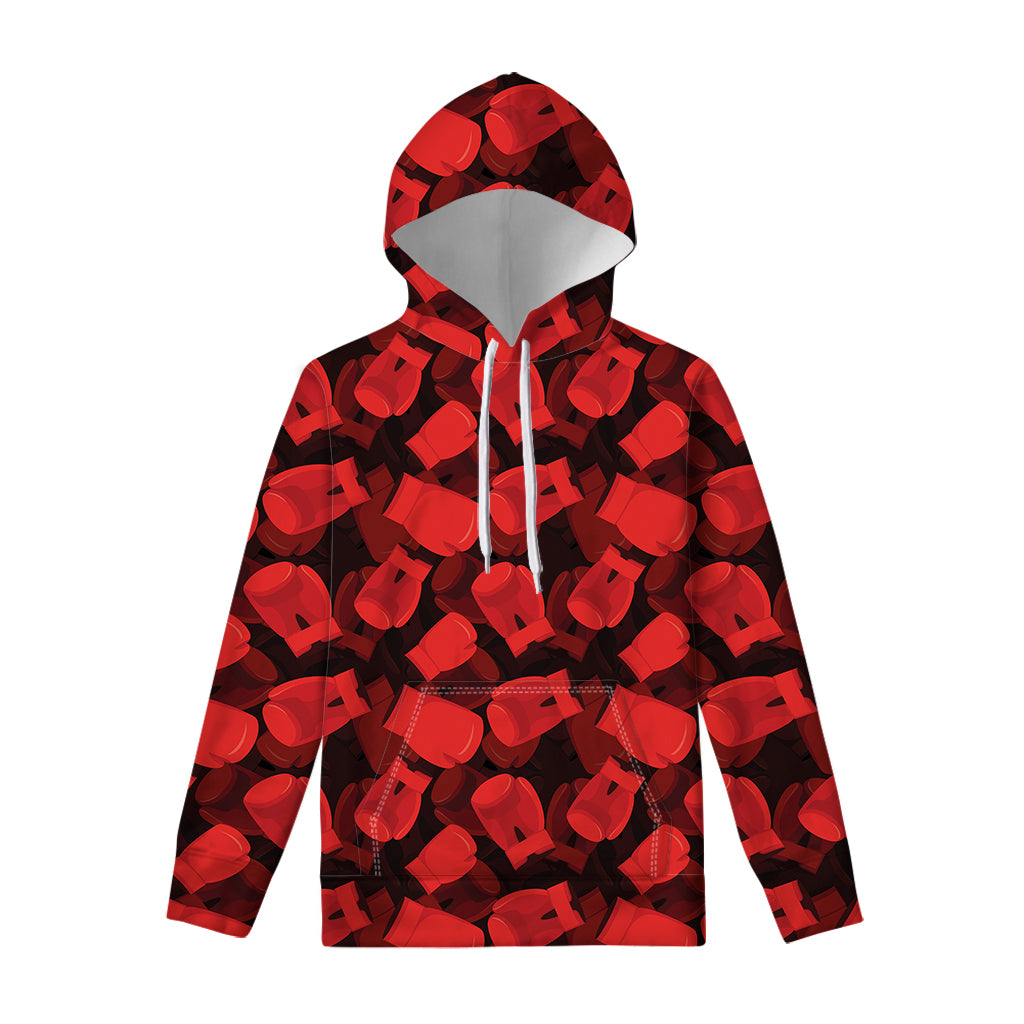 Red Boxing Gloves Pattern Print Pullover Hoodie