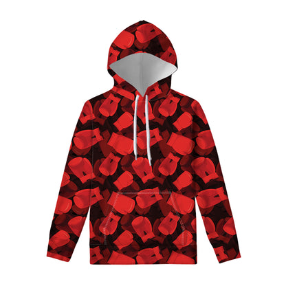Red Boxing Gloves Pattern Print Pullover Hoodie