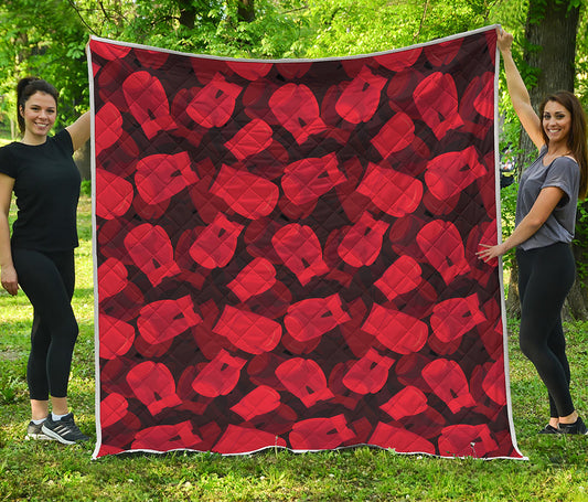 Red Boxing Gloves Pattern Print Quilt