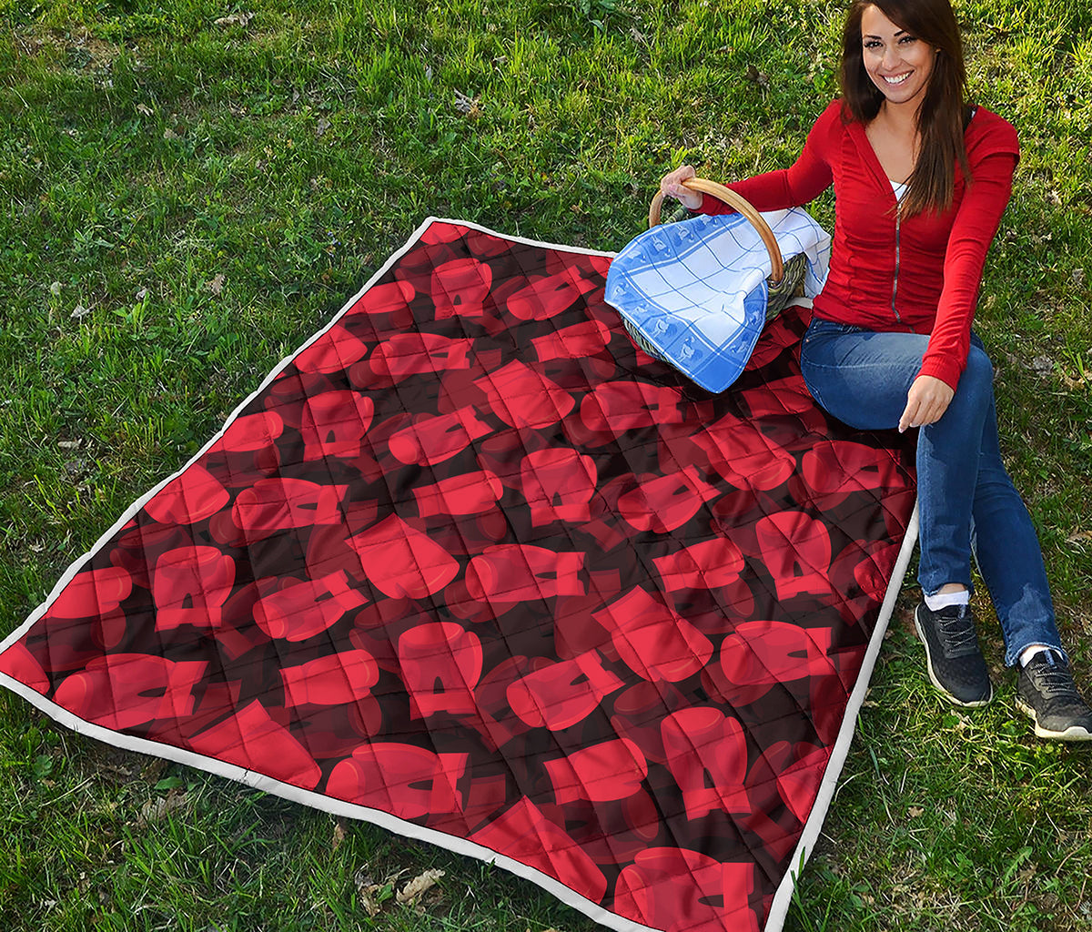 Red Boxing Gloves Pattern Print Quilt