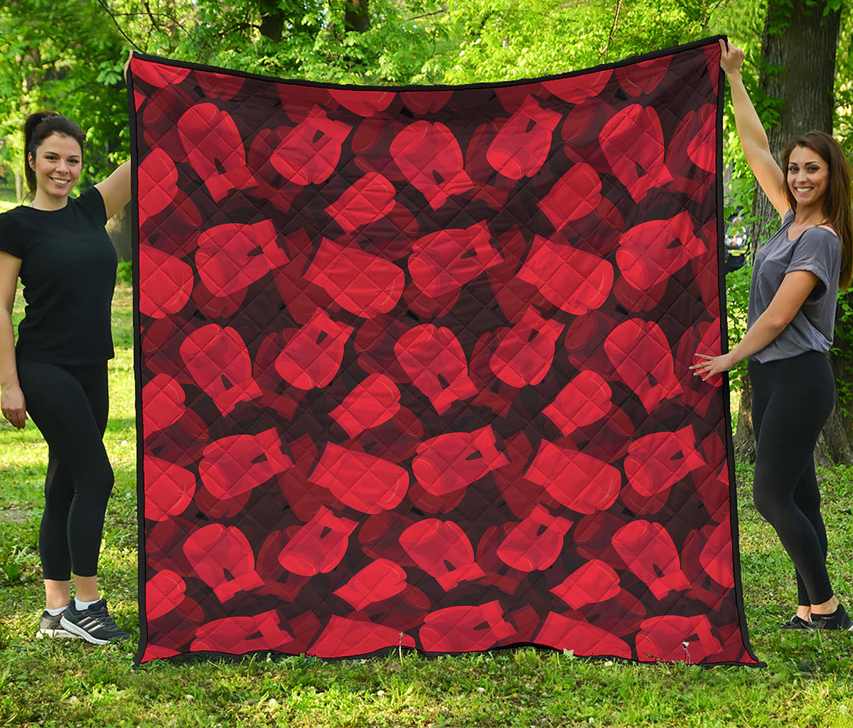 Red Boxing Gloves Pattern Print Quilt