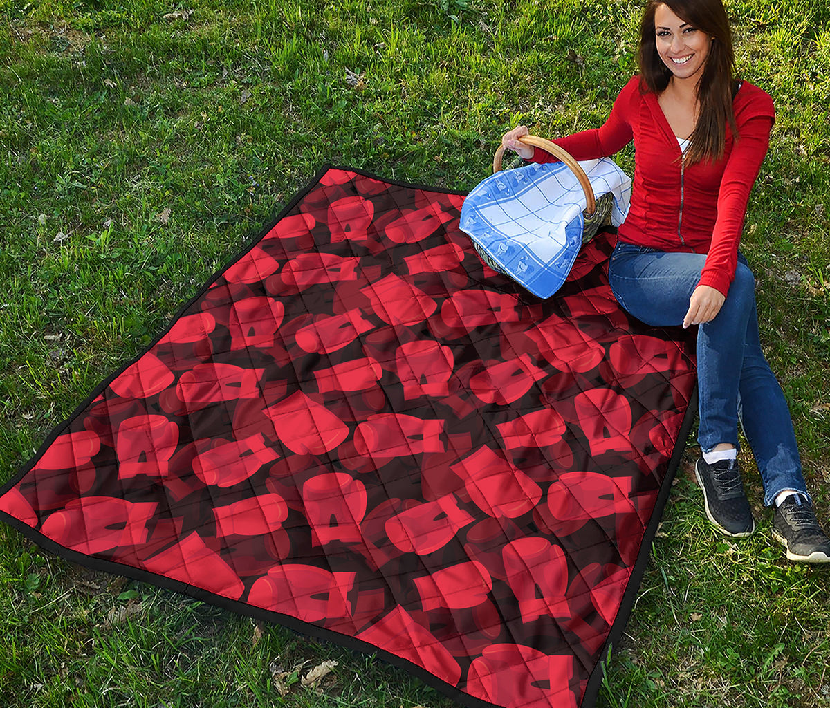 Red Boxing Gloves Pattern Print Quilt