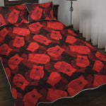 Red Boxing Gloves Pattern Print Quilt Bed Set