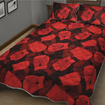 Red Boxing Gloves Pattern Print Quilt Bed Set