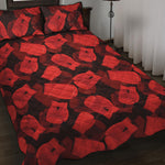 Red Boxing Gloves Pattern Print Quilt Bed Set