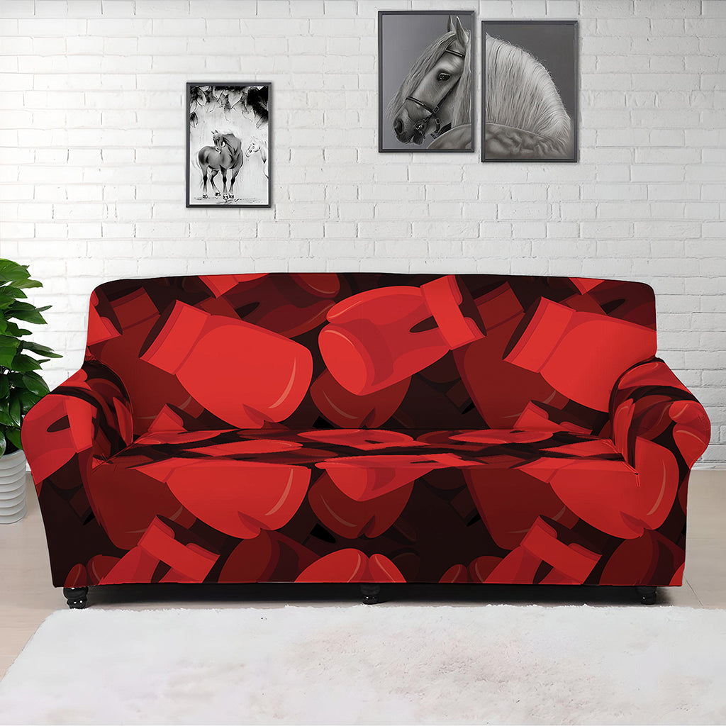 Red Boxing Gloves Pattern Print Sofa Cover