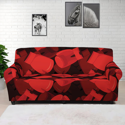 Red Boxing Gloves Pattern Print Sofa Cover