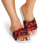 Red Boxing Gloves Pattern Print White Slide Sandals