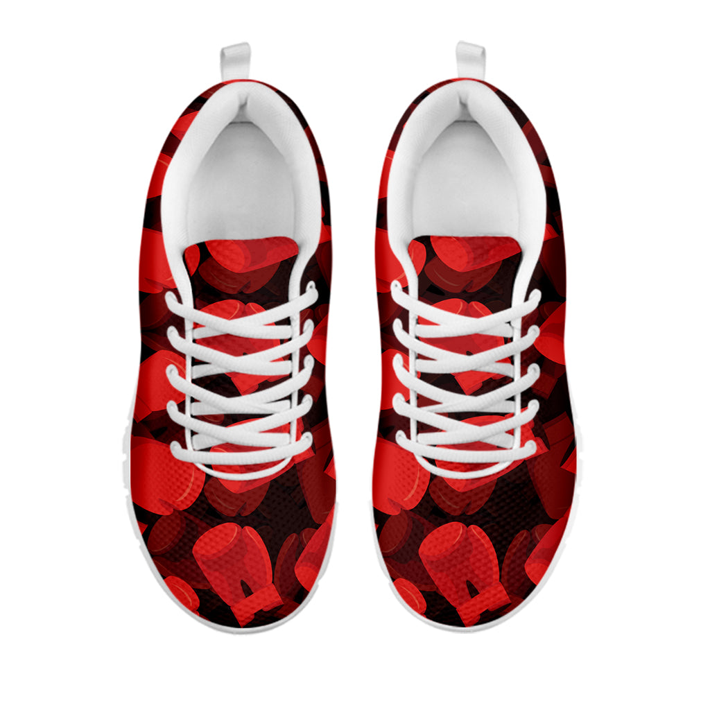 Red Boxing Gloves Pattern Print White Sneakers