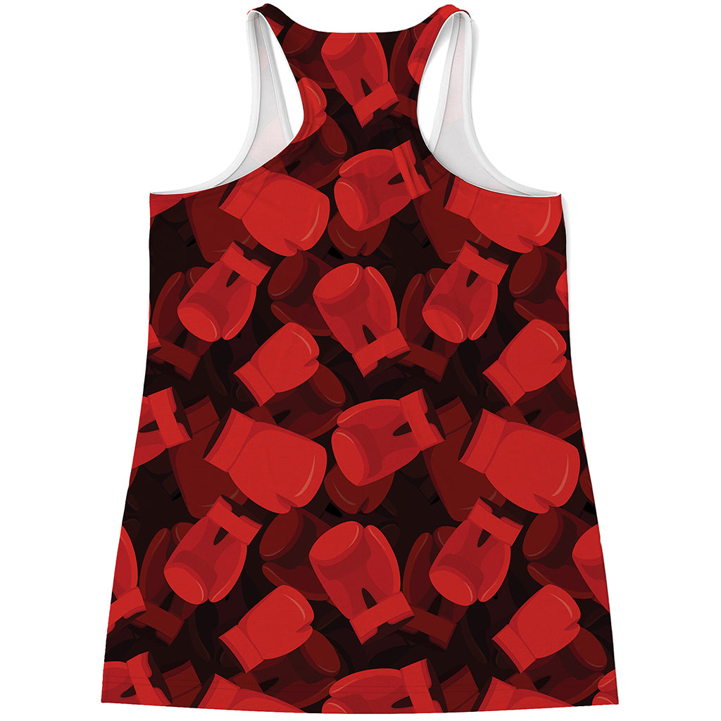 Red Boxing Gloves Pattern Print Women's Racerback Tank Top