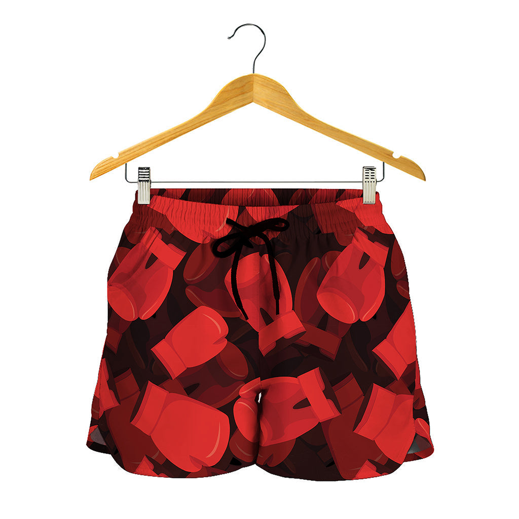 Red Boxing Gloves Pattern Print Women's Shorts