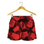 Red Boxing Gloves Pattern Print Women's Shorts