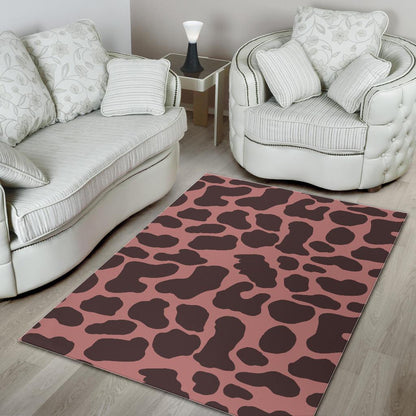 Red Brown Cow Print Area Rug GearFrost