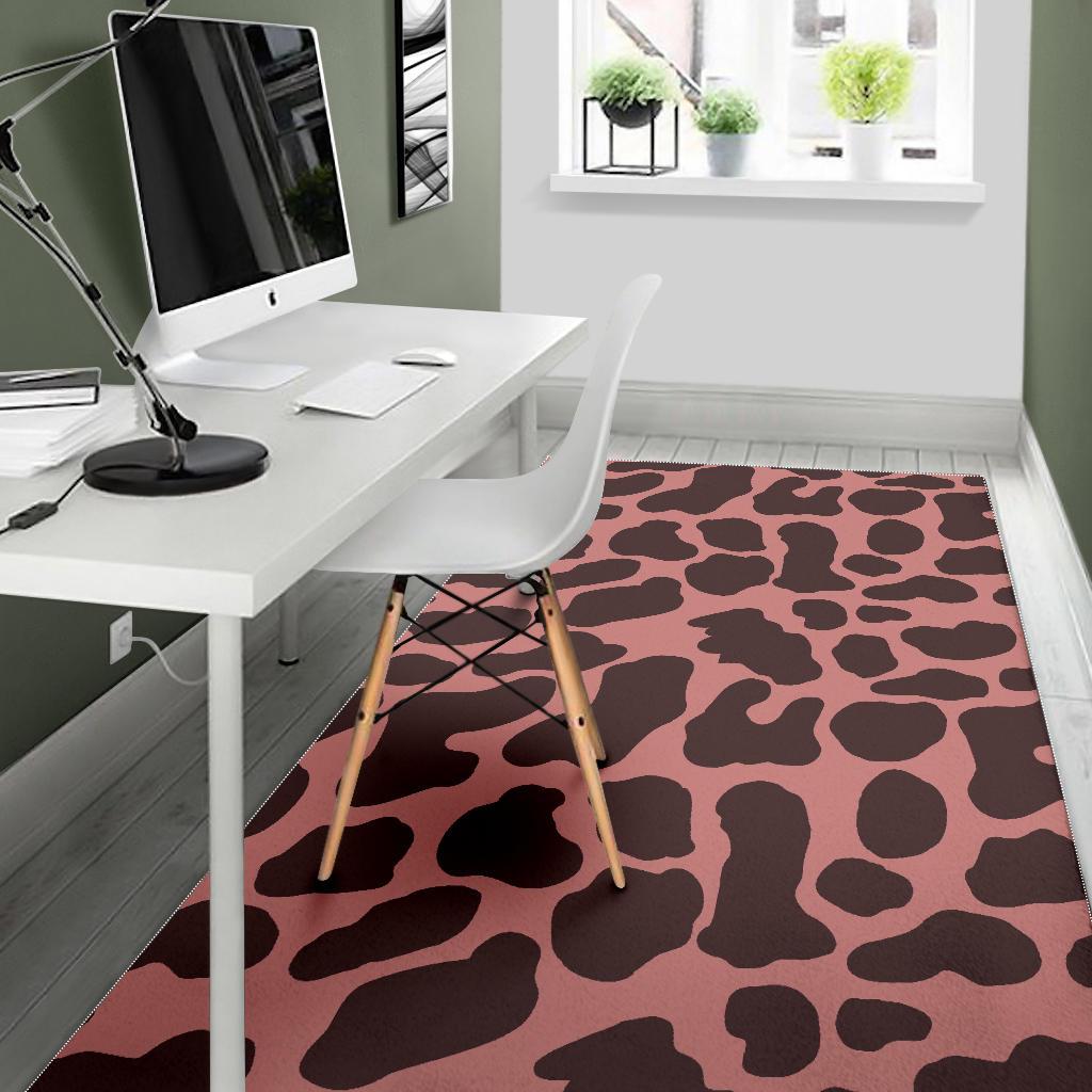 Red Brown Cow Print Area Rug GearFrost