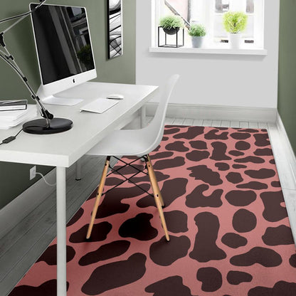 Red Brown Cow Print Area Rug GearFrost
