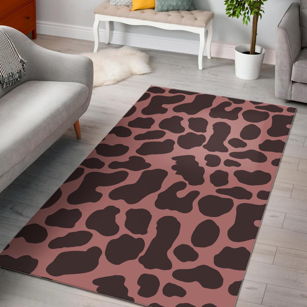 Red Brown Cow Print Area Rug GearFrost