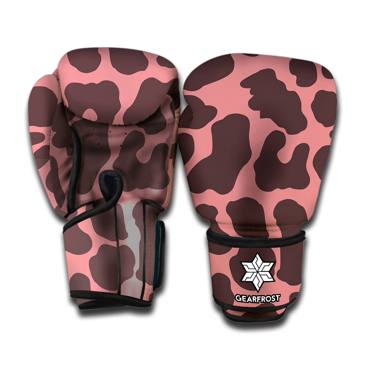 Red Brown Cow Print Boxing Gloves