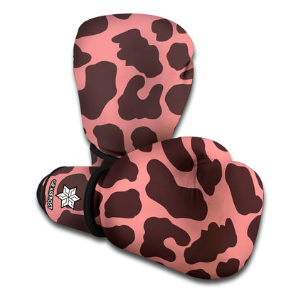 Red Brown Cow Print Boxing Gloves